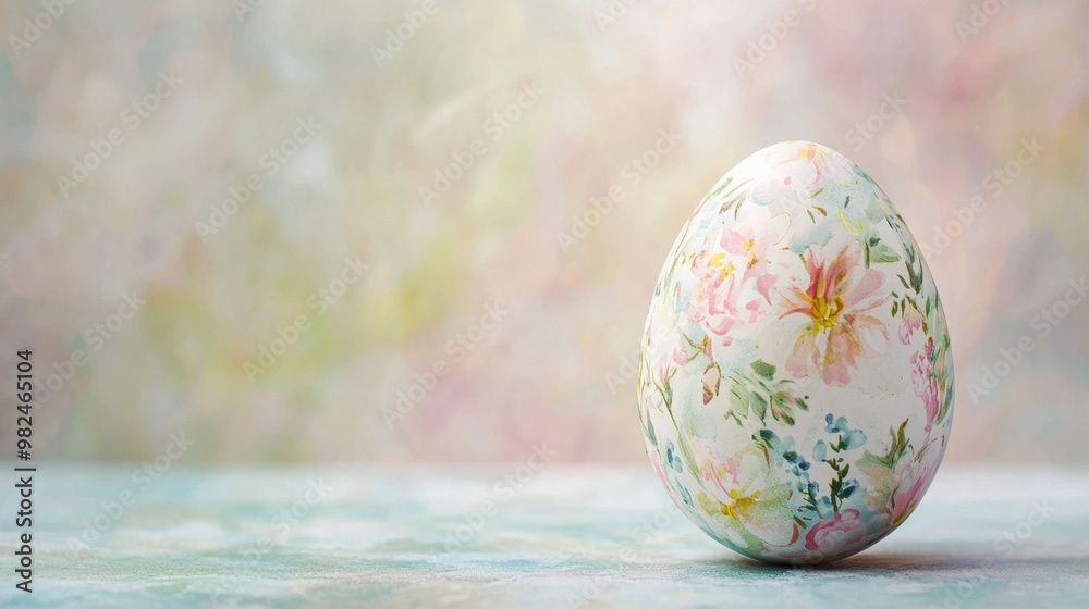 Floral Easter Egg on Blue Background. Floral Easter Egg on Blue Background.