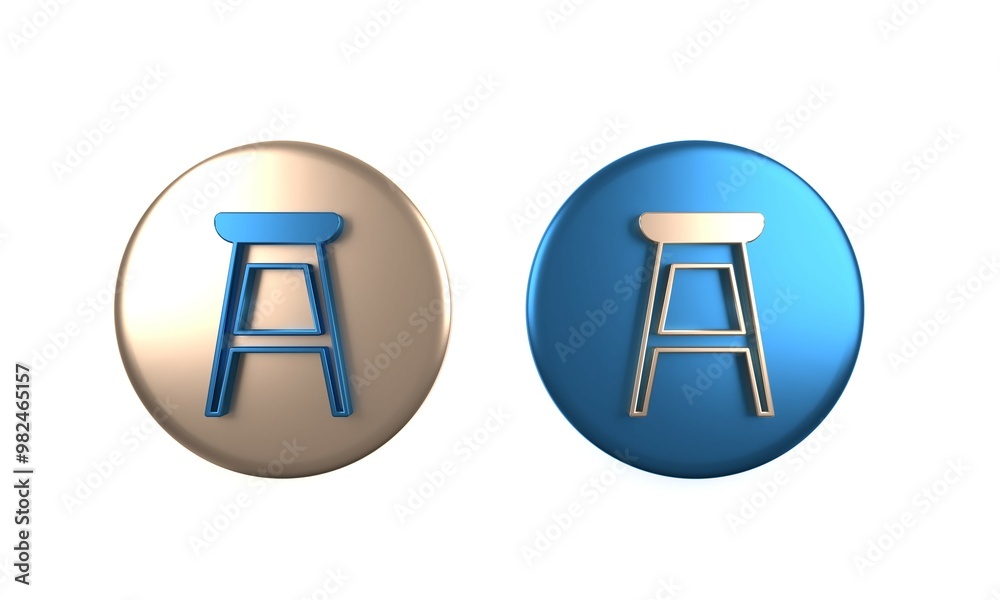 Colorful Chair icon isolated on white background. Circle button. 3D render illustration Colorful Chair icon isolated on white background. Circle button. 3D render illustration