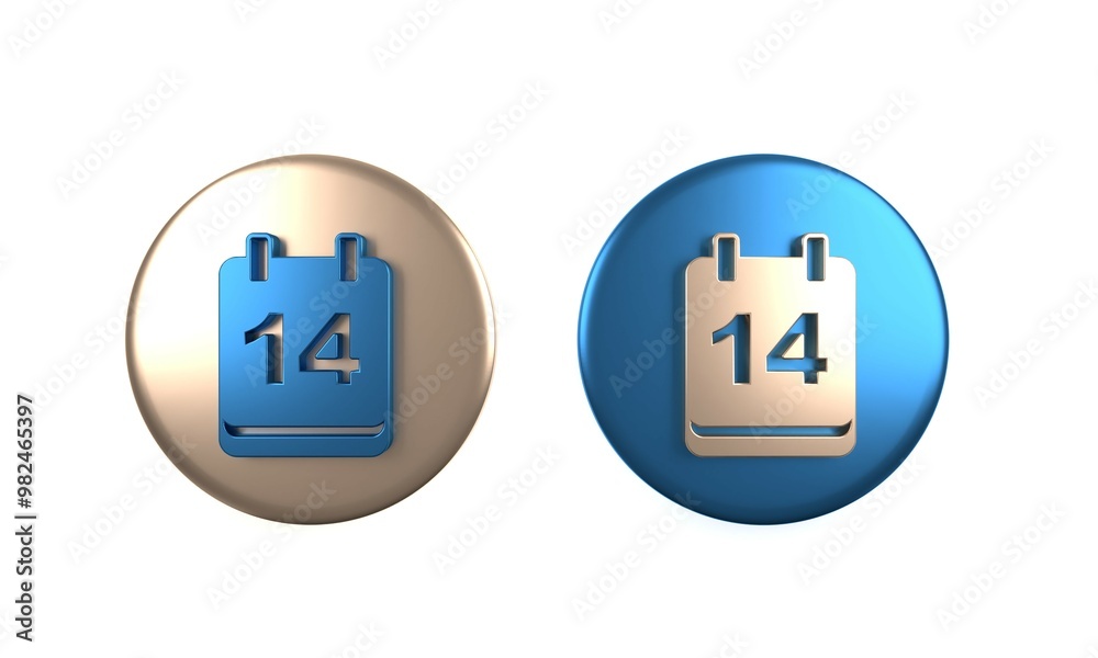 Colorful Calendar with February 14 icon isolated on white background. Valentines day. Love symbol. Circle button. 3D render illustration Colorful Calendar with February 14 icon isolated on white background. Valentines day. Love symbol. Circle button. 3D render illustration
