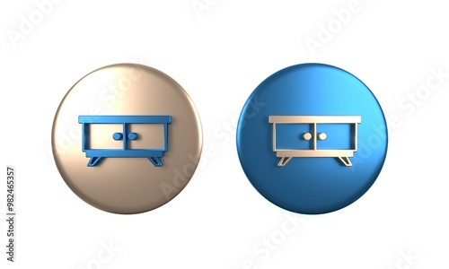 Free Download Colorful Furniture nightstand icon isolated on white background. Circle button. 3D render illustration - GFXLoad