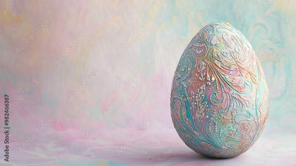 Ornate Easter Egg on Pastel Background. Ornate Easter Egg on Pastel Background.