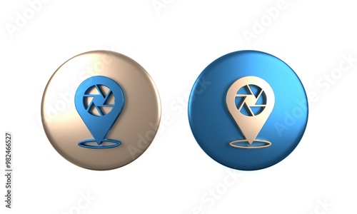 Free Download Colorful Camera shutter icon isolated on white background. Circle button. 3D render illustration - GFXLoad
