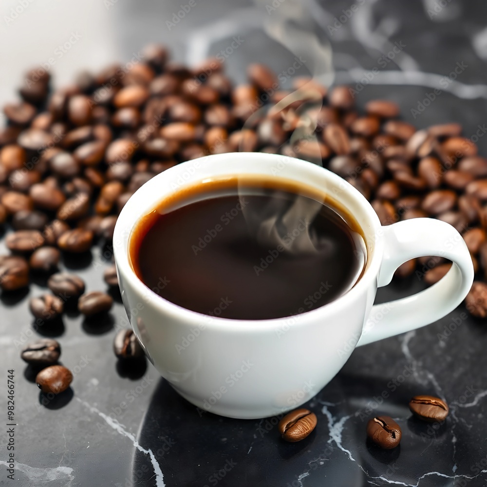 Fototapeta premium cup of coffee with beans