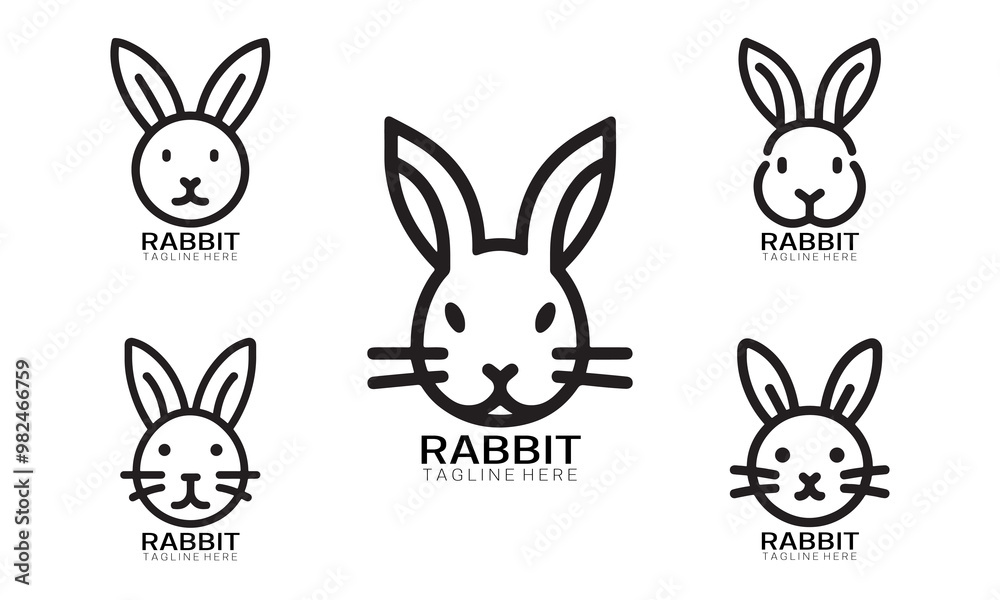 Set of Rabbit line art logo design vector illustration. Set of Rabbit line art logo design vector illustration.