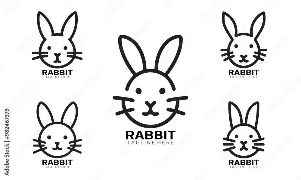 Set of Rabbit line art logo design vector illustration. Set of Rabbit line art logo design vector illustration.