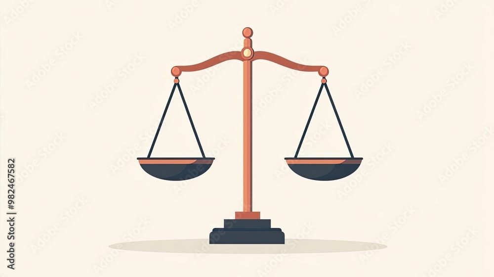 A balanced scale, symbolizing justice and fairness, presented in a minimalist design. Ideal for legal or ethical themes. A balanced scale, symbolizing justice and fairness, presented in a minimalist design. Ideal for legal or ethical themes.
