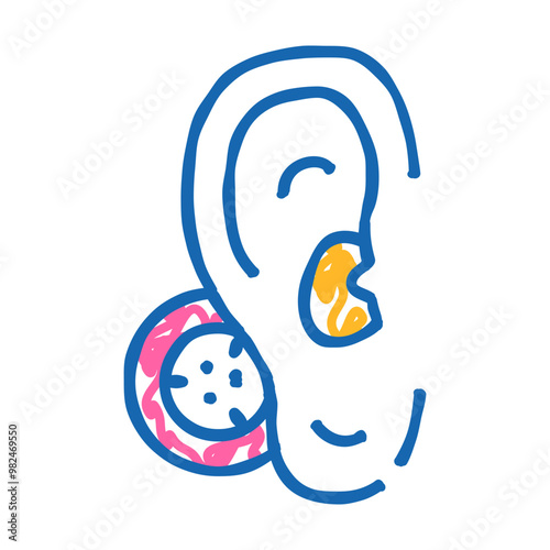 bone conduction hearing aid doodle icon sketch vector. bone conduction hearing aid sign. isolated symbol illustration