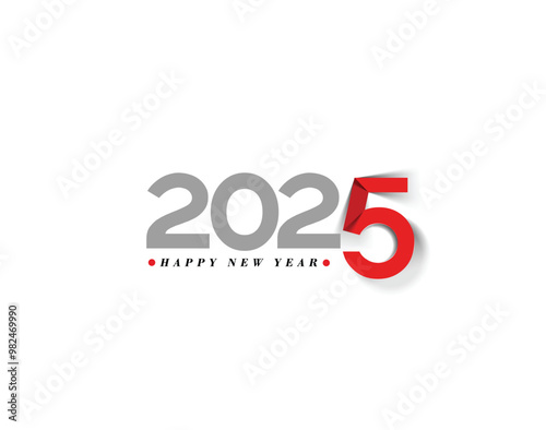 Happy New Year 2025 Text Typography Design Element flyer, banner design.