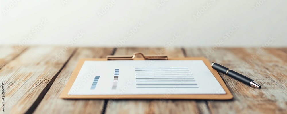 Business plan on a clipboard with a pen, ready for a strategic planning meeting Business plan on a clipboard with a pen, ready for a strategic planning meeting