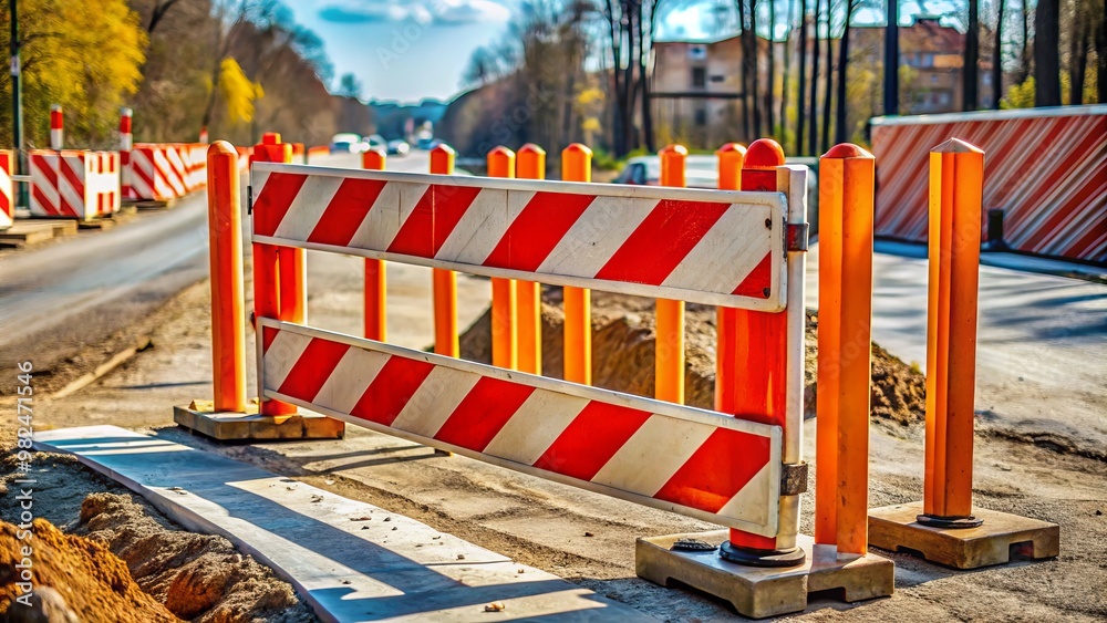 custom made wallpaper toronto digitalOrange and white striped road barrier on construction site preventing entry to closed area