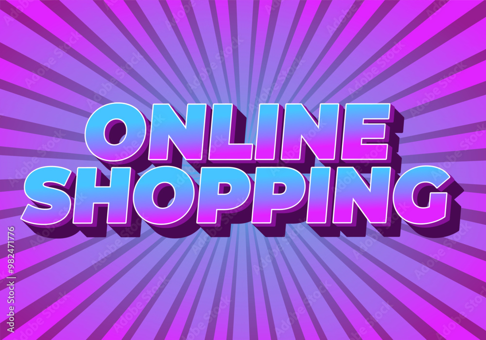 Online shopping. Text effect in 3D style with modern colors Online shopping. Text effect in 3D style with modern colors