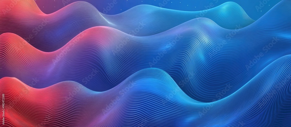 Obraz premium Holographic Azure Curve And Wavy Background With Radiance