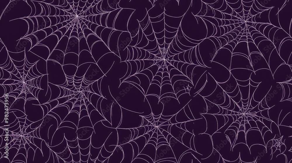 Seamless Halloween pattern featuring spider webs in a hand drawn sketch ...