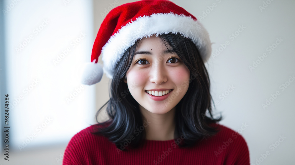 都会のクリスマスを楽しむ日本人女性 都会のクリスマスを楽しむ日本人女性