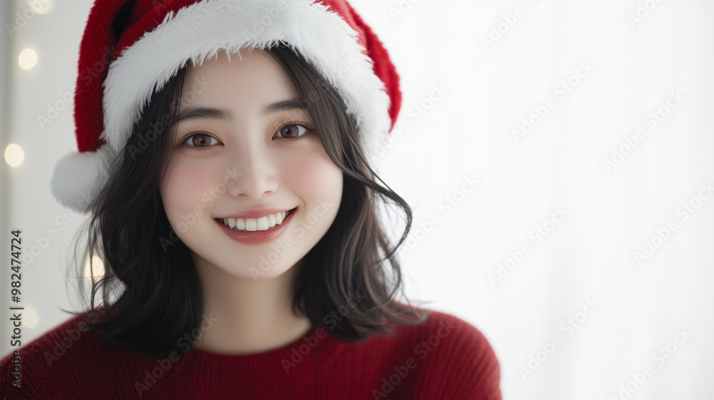 都会のクリスマスを楽しむ日本人女性 都会のクリスマスを楽しむ日本人女性