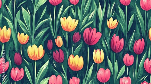 Tulip flower blooming in a vibrant garden