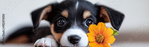 cute little pappy with a flower