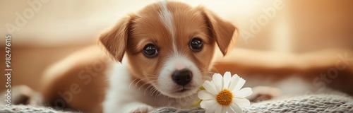 cute little pappy with a flower