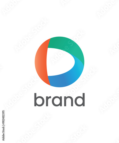 Free Download Circle and letter D blended logo icon design vector template - GFXLoad