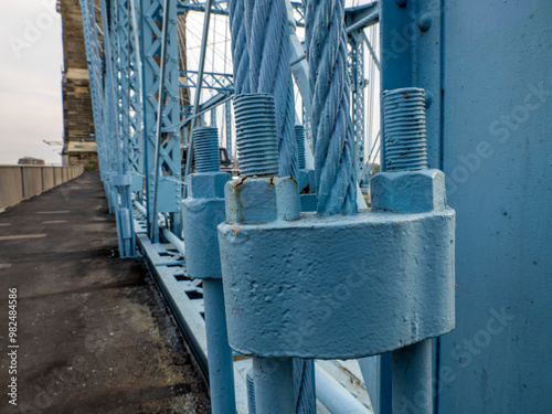 Detail of John Roebling suspension bridge Cincinnati ohio to kentucky 1867 photo