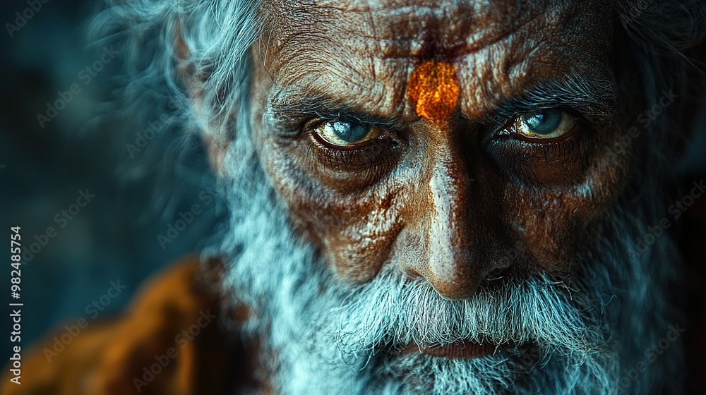 Intense Portrait of an Elderly Man with a White Beard Intense Portrait of an Elderly Man with a White Beard