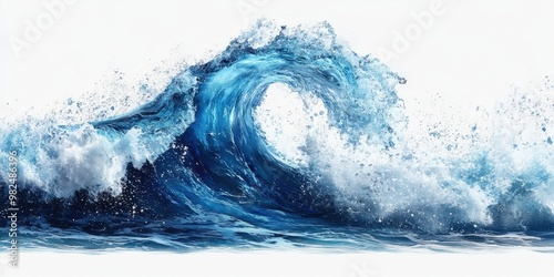 Powerful Ocean Wave with Turbulent Water Splashing