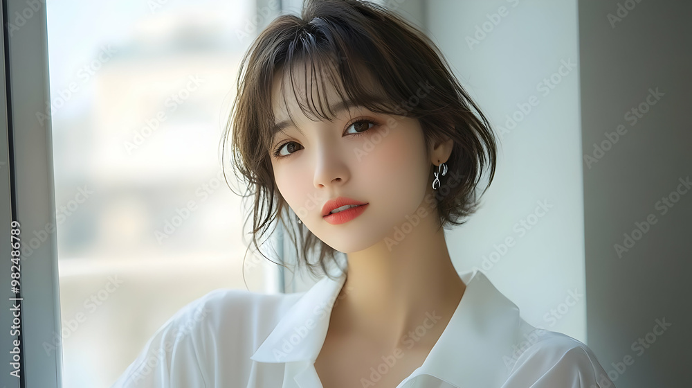 Beautiful Woman with Short Hair Beautiful Woman with Short Hair