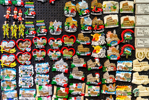 Photography Souvenirs of Rome for sale in a tourist shop in Rome, Italy, Europe