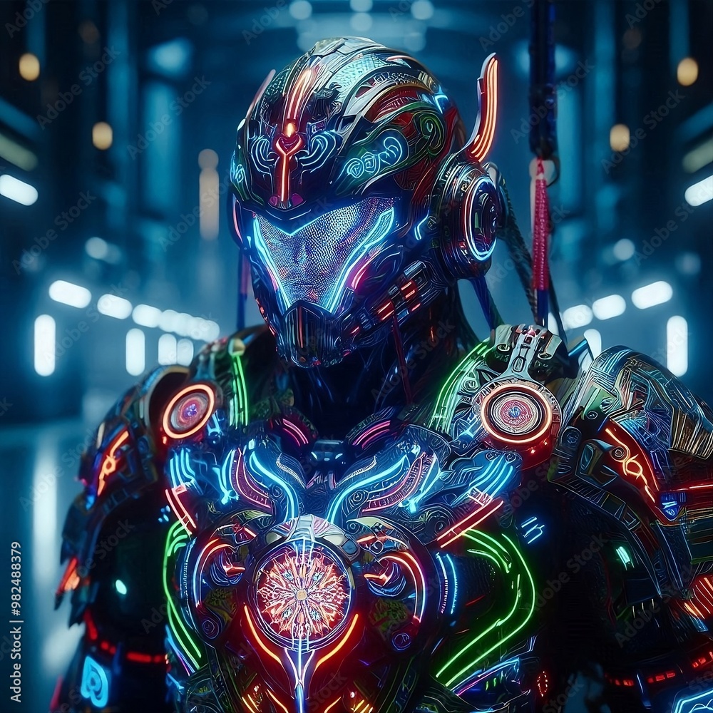 Sleek and Stylish Futuristic Robot colorful generative ai Sleek and Stylish Futuristic Robot colorful generative ai