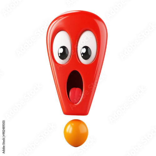 A playful red cartoon character with a surprised expression, perfect for fun and engaging designs in various projects.