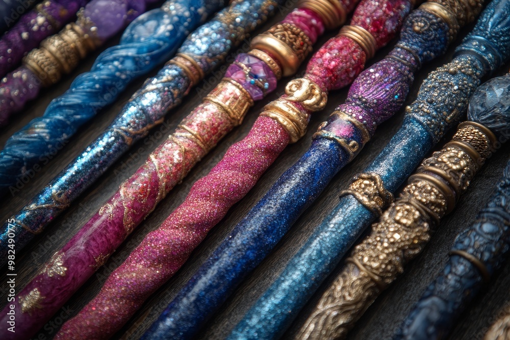 Closeup of Sparkling Wands with Gold Accents Closeup of Sparkling Wands with Gold Accents
