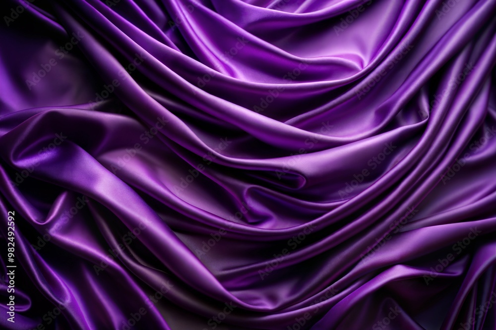 Obraz premium Luxurious purple satin fabric close-up with smooth drape