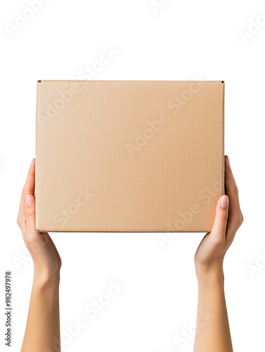 Hands holding a cardboard box