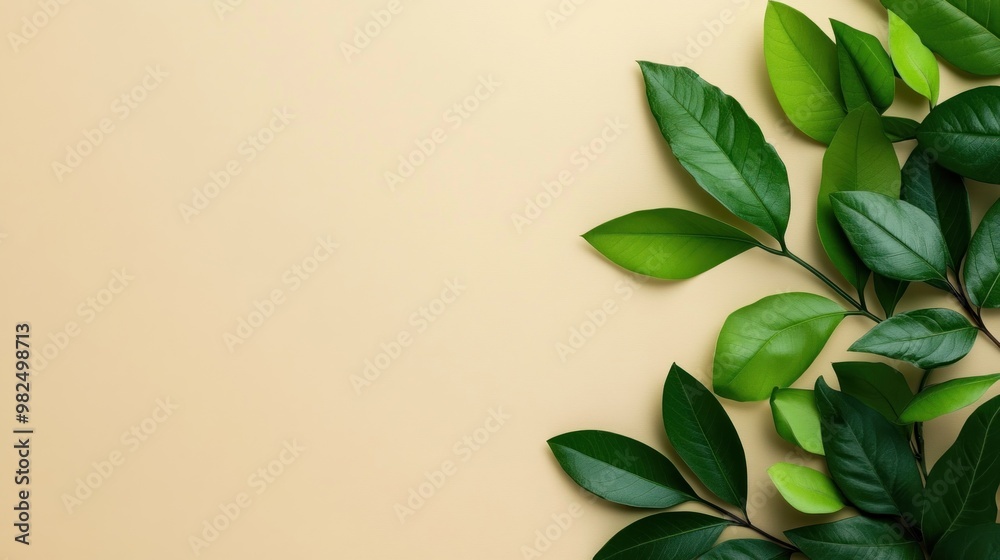 Green plant on clean yellow background. Green plant on clean yellow background.