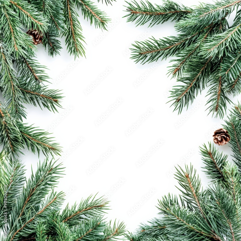Watercolor Christmas greenery frame with white background Watercolor Christmas greenery frame with white background