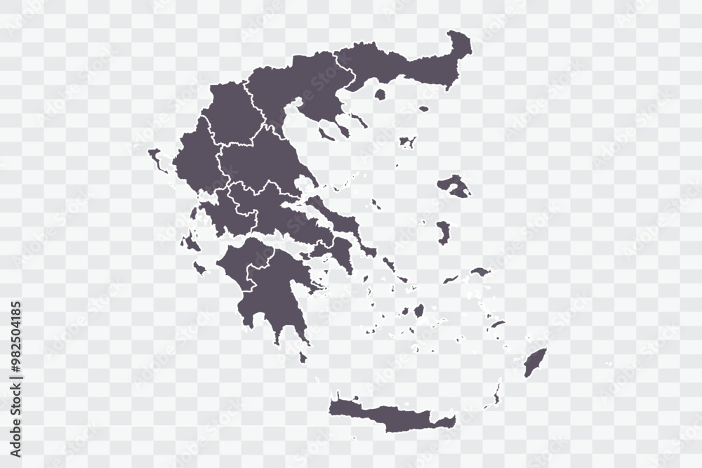 Obraz premium Greece Map Smoke Color on White Background quality files Png