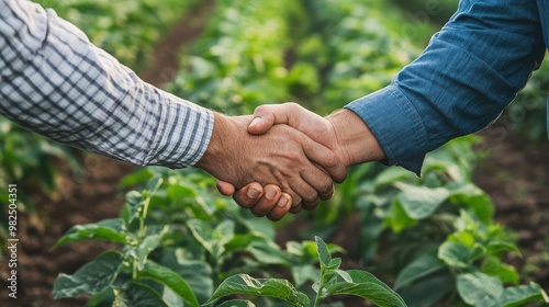 Agricultural Business Manager Shaking Hands for Partnership and Collaboration