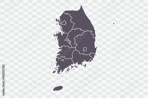 South Korea Map Smoke Color on White Background quality files Png