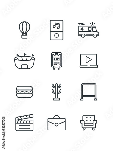Fried Egg, Hanger, Hat Stand, set of icons for web design, vector illustration