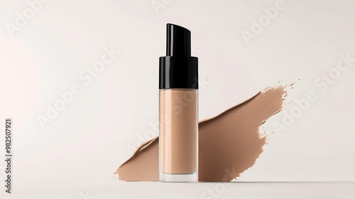 Foundation bottle with pump, matte and glossy textures, packshot for beauty ads, isolated on white background photo