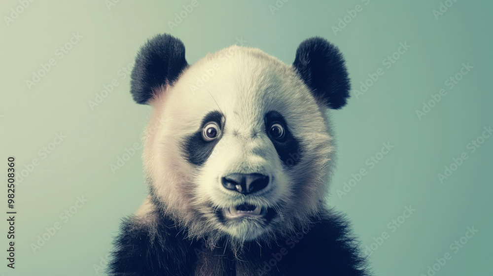 A surprised panda with wide, expressive eyes stands out against a minimalist backdrop, exuding a mix of cuteness and humor. A surprised panda with wide, expressive eyes stands out against a minimalist backdrop, exuding a mix of cuteness and humor.