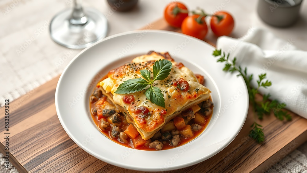 Delicious traditional Greek moussaka with beef mince, eggplant and bechamel sauce Delicious traditional Greek moussaka with beef mince, eggplant and bechamel sauce