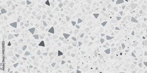 Terrazzo texture. Polished concrete floor and wall pattern. Old terrazzo flooring in seamless patterns texture , polished light gray, black and white stone for background. 