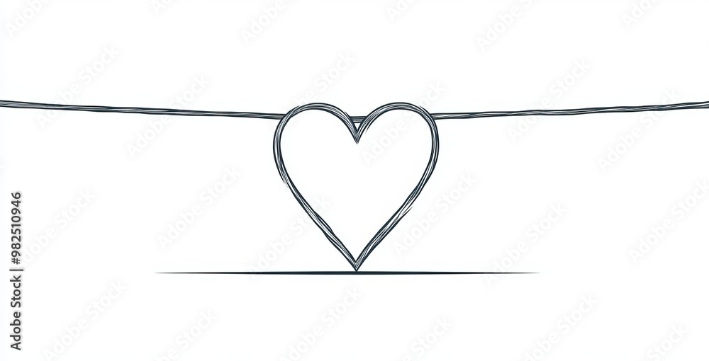 Symbol of love and heart in a single line drawing in simple linear style. Editable stroke. Minimalistic Doodle illustration. Symbol of love and heart in a single line drawing in simple linear style. Editable stroke. Minimalistic Doodle illustration.