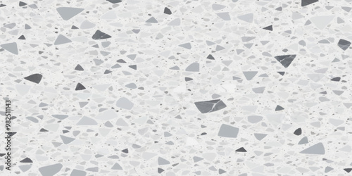 Terrazzo texture. Polished concrete floor and wall pattern. Old terrazzo flooring in seamless patterns texture , polished light gray, black and white stone for background. 