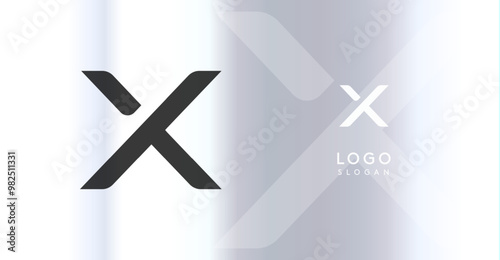 Bold futuristic logo monogram, sleek minimalistic letter X for innovative tech company, science bio lab, sport label, futuristic and cosmic inspired designs. Vector illustration.
