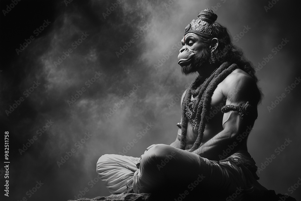 Black and white image of the powerful Hanuman Jayanti. Black and white image of the powerful Hanuman Jayanti.