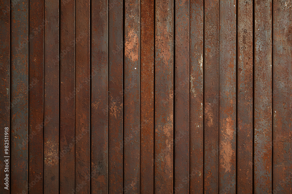 Fototapeta premium Old Rusty Metal Wall Texture Background | Weathered Industrial Surface with Vintage Appeal