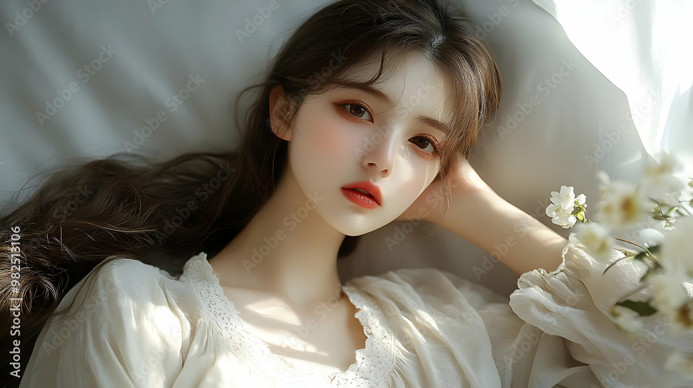 Beautiful Woman with Flowers Beautiful Woman with Flowers