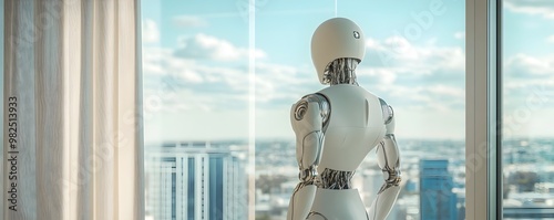 Humanoid Robot Hanging Curt...